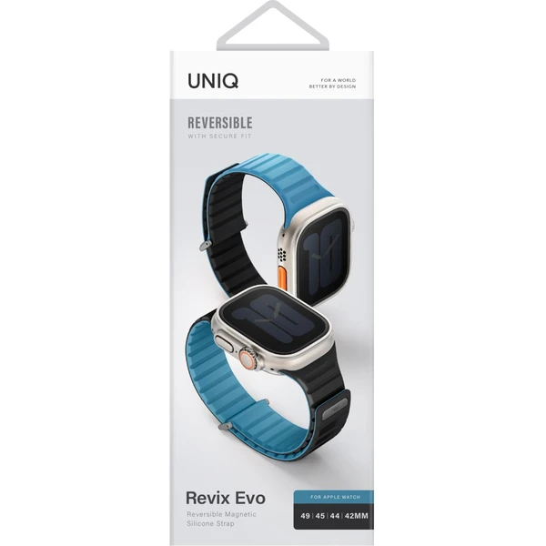 UNIQ Revix Evo obojstranný remienok Apple Watch 49/46/45/44/42mm (modrý/čierny) - Remienky - Obrázok E3O5000O01