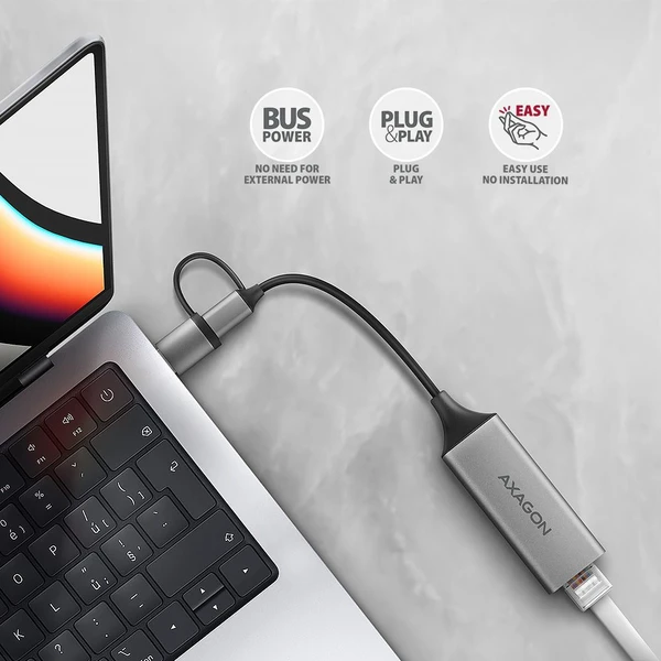 AXAGON ADE-TXCA USB Gigabit Ethernet sieťová karta - Sieťové karty - Obrázok E3P2000J01