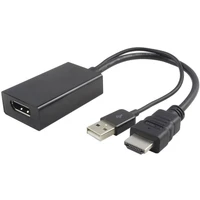 PremiumCord HDMI/DisplayPort redukcia s napájacím USB-A konektorom čierna - Káble a redukcie