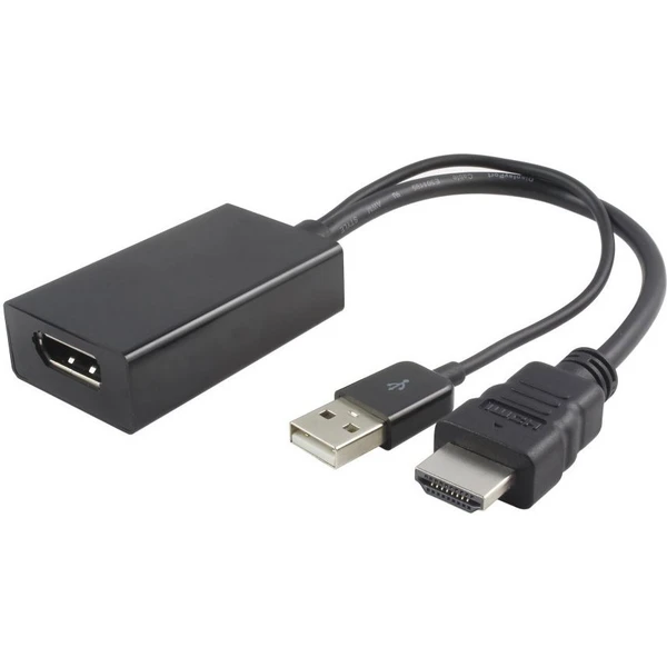PremiumCord HDMI/DisplayPort redukcia s napájacím USB-A konektorom čierna - Káble a redukcie - Hlavný obrázok