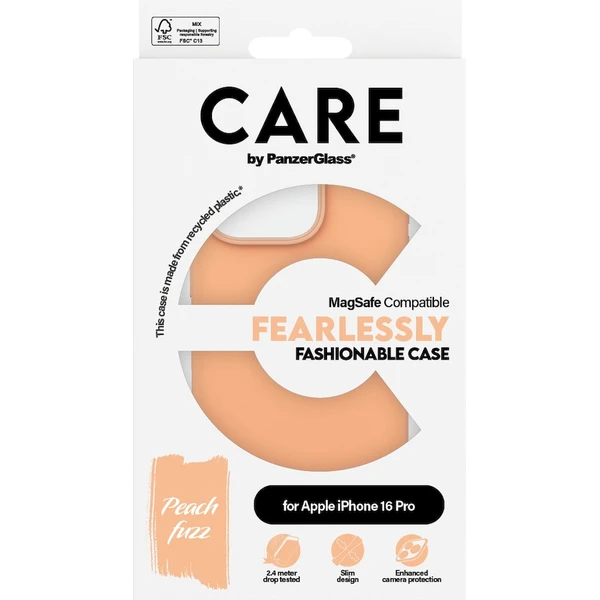 PanzerGlass® CARE kryt Apple iPhone 16 Pro MagSafe Fearlessly broskyňový - Puzdra - Obrázok E408000P01