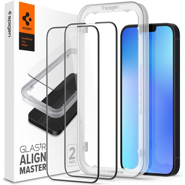 E-shop Spigen tR Align Master tvrdené sklo 2ks iPhone 17e/16e/14/13 Pro/13 čierne