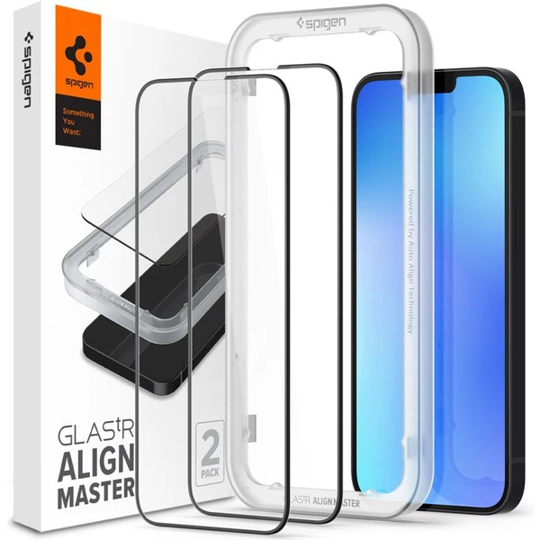 Spigen tR Align Master tvrdené sklo 2ks iPhone 17e/16e/14/13 Pro/13 čierne - Ochranné fólie a sklo - Hlavný obrázok