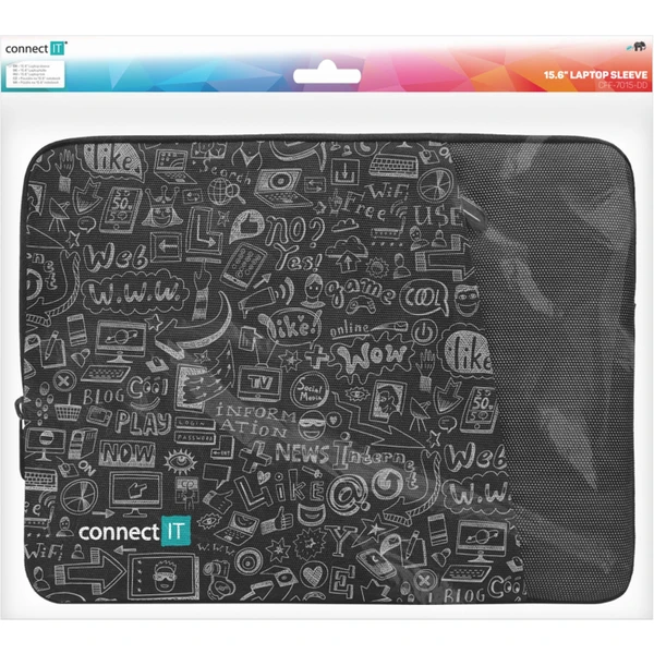 CONNECT IT Doodle púzdro pre notebook 15.6" čierne - Puzdra - Obrázok E4N0000J01
