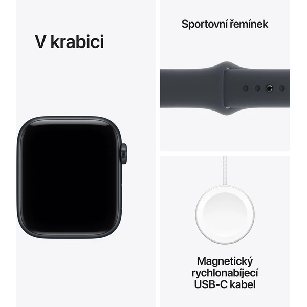 Apple Watch SE 3 (2025) 40mm Temne atramentový hliník s atramentovým športovým remienkom M/L - Inteligentné hodinky - Obrázok E5PH000K01