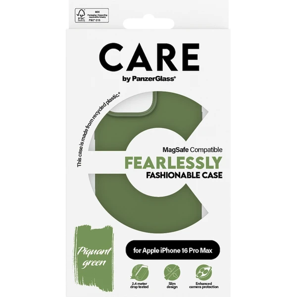 PanzerGlass® CARE kryt Apple iPhone 16 Pro Max MagSafe Fearlessly zelený - Puzdra - Obrázok E608000P01