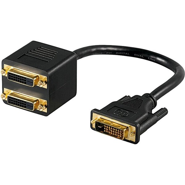 PremiumCord adaptér DVI-D (24+1) M / 2x DVI-D (24+1) F