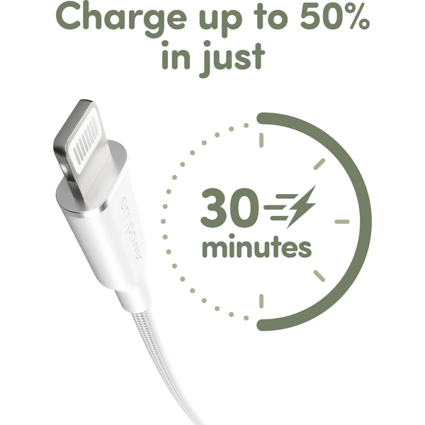 PanzerGlass USB-C/Lightning napájací kábel 60W 1,2m biely - Káble a redukcie - Obrázok E73J000K01