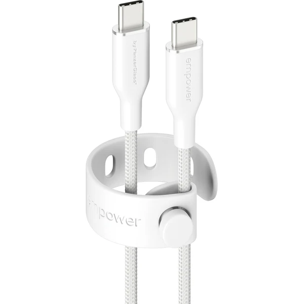 PanzerGlass USB-C/USB-C napájací kábel 60W 2m biely - Káble a redukcie - Hlavný obrázok