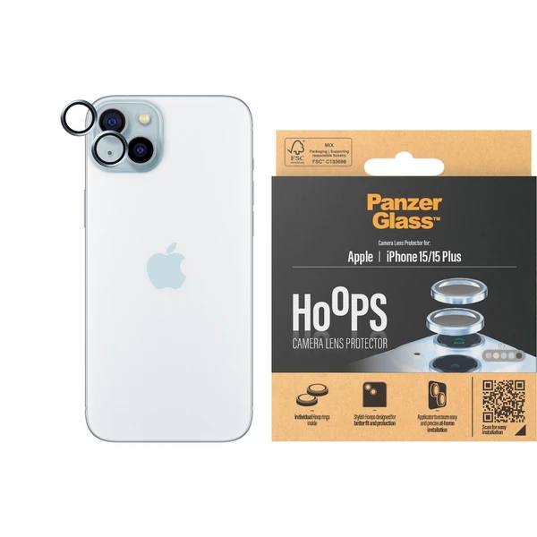 PanzerGlass HoOps ochranné krúžky Apple iPhone 15/15 Plus - modrý hliník - Ochranné fólie a sklo - Obrázok EBD1000O01