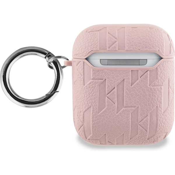 Karl Lagerfeld PU Embossed Karl Head puzdro AirPods 1/2 ružové - Puzdra - Obrázok ECT6000L01