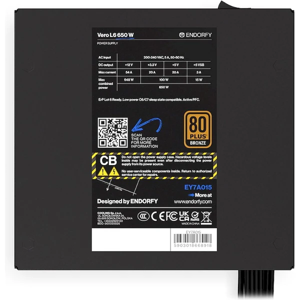 Endorfy Vero L6 Bronze 650W  - Zdroje - Obrázok EE0M000K01