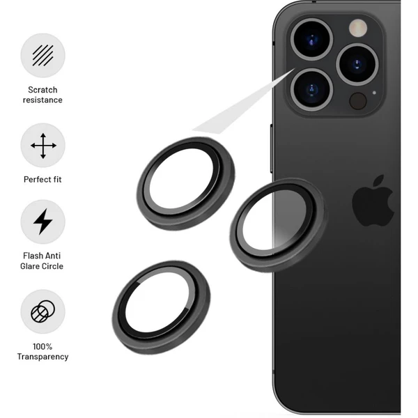 FIXED Camera Glass ochranné sklá Apple iPhone 15 Pro/15 Pro Max vesmírne šedá - Ochranné fólie a sklo - Obrázok EE1S100501