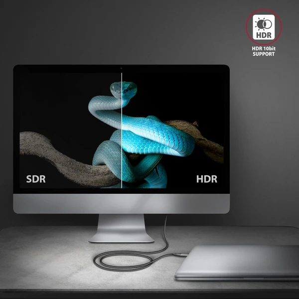 AXAGON USB-C/HDMI 2.0 kábel 4K 1,8m čierny - Káble a redukcie - Obrázok EEX3000L01