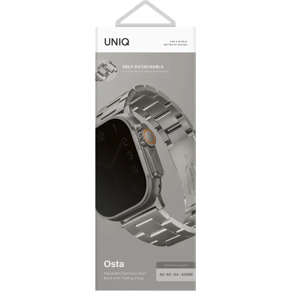 UNIQ Osta článkový oceľový remienok Apple Watch 49/46/45/44/42mm strieborný - Remienky - Obrázok EH00000K01