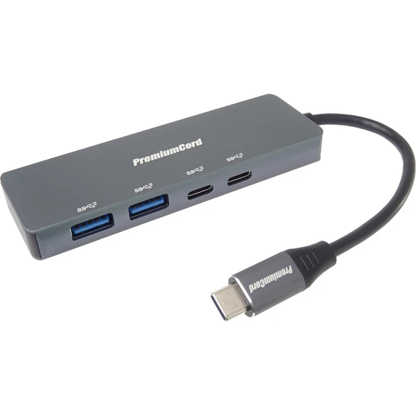 PremiumCord 10G SuperSpeed ??4v1 USB-C Hub antracitový - USB huby - Obrázok EL4L000K01