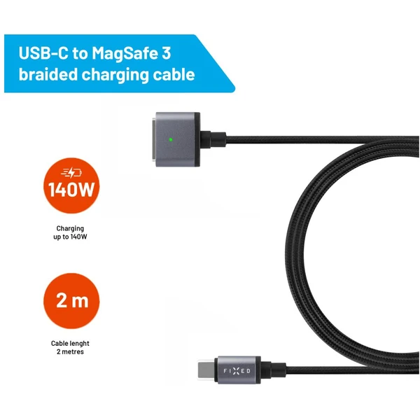 Opravený napájací kábel USB-C/MagSafe 3 140W 2m sivý - Káble a redukcie - Obrázok ELI1000O01