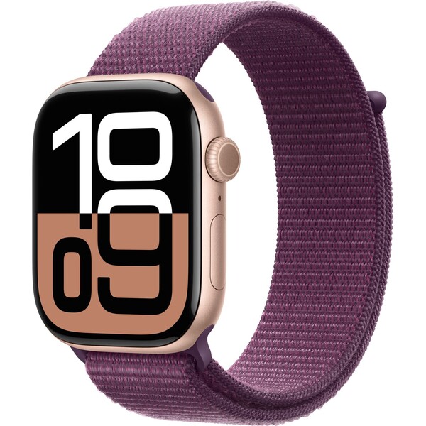 Apple Watch Series 10 Cellular 46mm Ružovo zlatý hliník so slivkovým prevliekacím remienkom