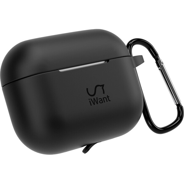 iWant Airpods Pro 3 silikónové puzdro s karabínou čiernej