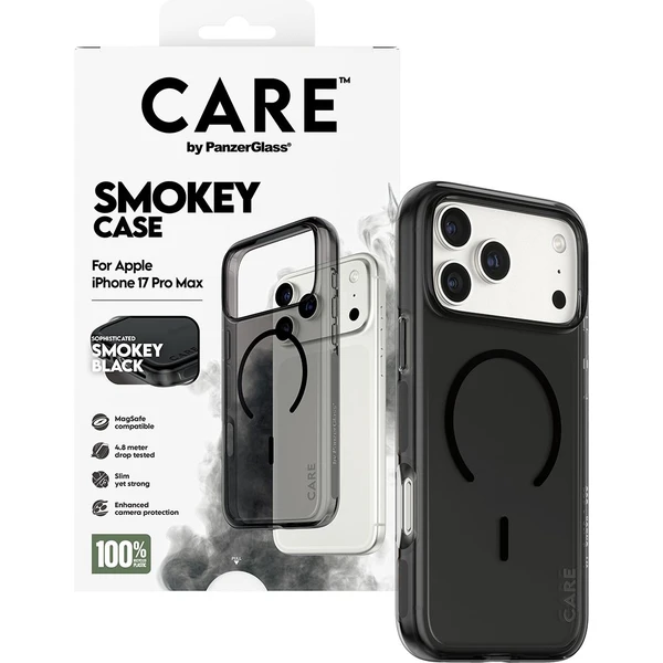 PanzerGlass® CARE Smokey kryt s MagSafe Apple iPhone 17 Pro Max dymový/čierny - Puzdra - Obrázok EPDH000K01