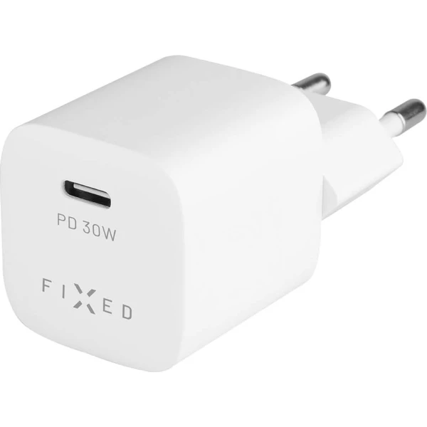 FIXED Mini nabíjačka s USB-C/USB-C káblom, PD, 1 m, 30W, biela - Nabíjačky - Obrázok EQ5E300401