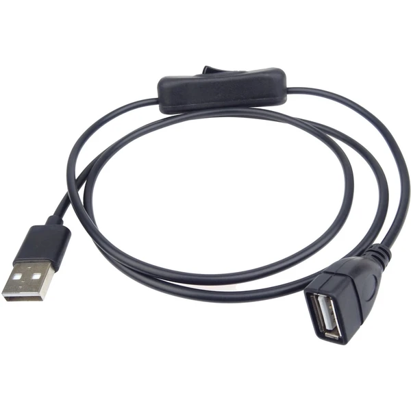 PremiumCord USB-A/USB-A predlžovací kábel s vypínačom 1m čierny - Káble a redukcie - Obrázok ERHF000K01