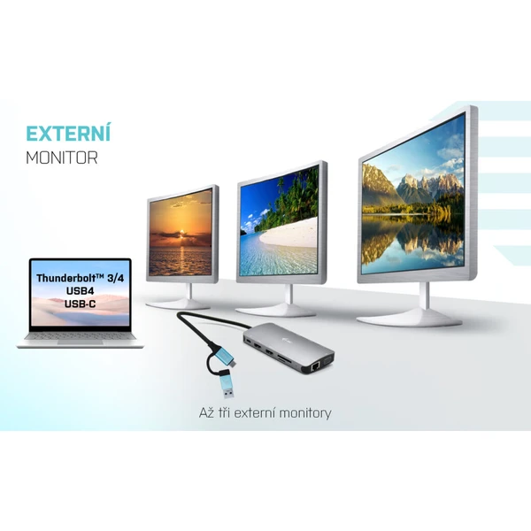 i-tec USB 3.0 USB-C/TB3 3x Display Metal Nano Dock with LAN + - Dokovacie stanice - Obrázok ERIXF00101