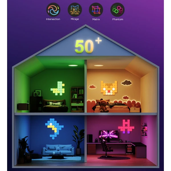 Govee Smart mini RGBIC panely - 10ks - Inteligentné osvetlenie - Obrázok ERKK000K01