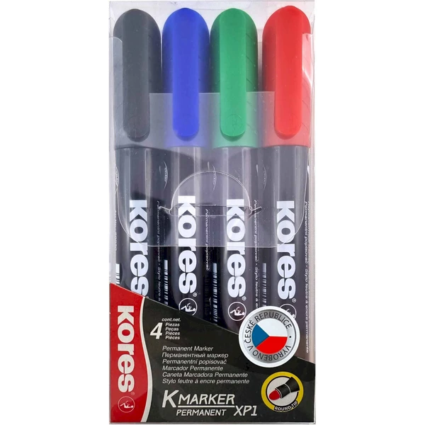 Kores K-MARKER permanentné popisovače s okrúhlym hrotom 4 farby - Popisovače - Hlavný obrázok