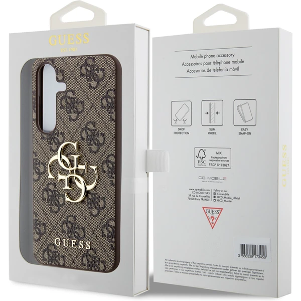 Guess PU 4G Metal Logo Zadný kryt Samsung Galaxy S24+ hnedý - Puzdra - Obrázok ESH1000O01