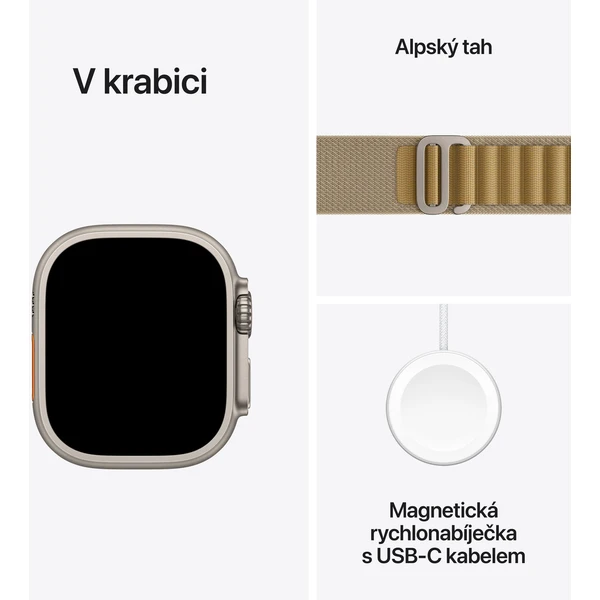 Apple Watch Ultra 2 (2024) 49mm Prírodný titán so žltohnedým alpským ťahom S - Inteligentné hodinky - Obrázok ETQ7000K01