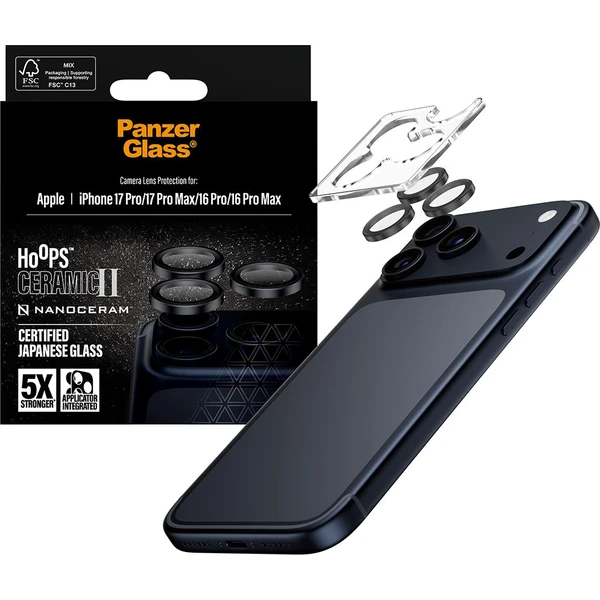PanzerGlass® Hoops Ceramic II sklá iPhone 17 Pro/16 Pro/15 Pro/17 Pro Max/16 Pro Max/15 Pro Max - Ochranné fólie a sklo - Obrázok EUEH000K01