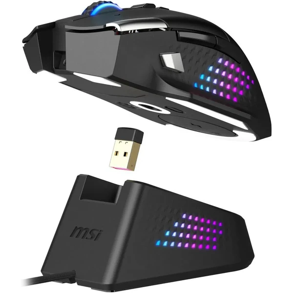 MSI VERSA Pre bezdrôtová herná myš + Mouse Dock Pre set čierny - Myši - Obrázok EUSE000K01