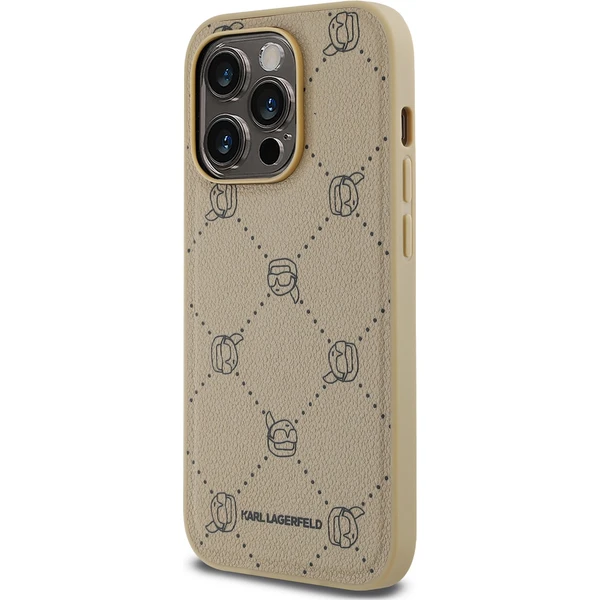 Karl Lagerfeld PU Karl Heads Pattern Magsafe zadný kryt iPhone 14 Pro Max béžový - Puzdra - Obrázok EVO5000J01