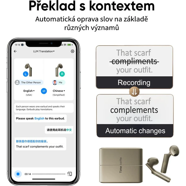 Timekettle W4 AI Šikovný prekladač modrý - Záznamové zariadenia - Obrázok EYGL000K01