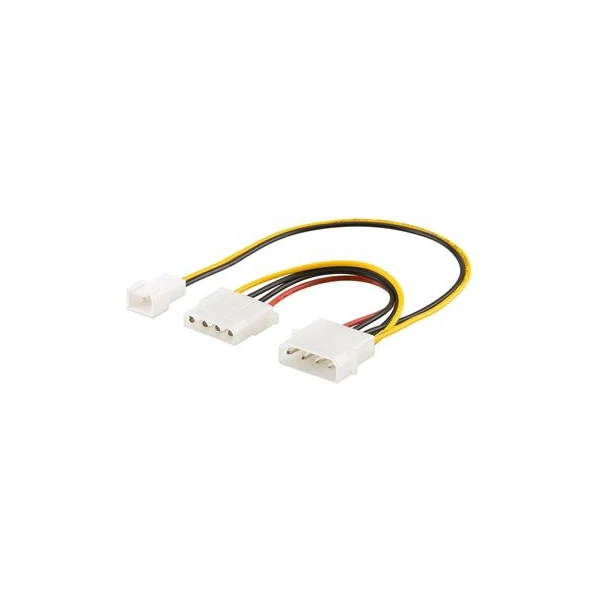 PremiumCord Kábel napájací 5,25 "M - 5,25" F + 2pin M (12V) pre ventilátor, 25cm - Káble a redukcie - Hlavný obrázok