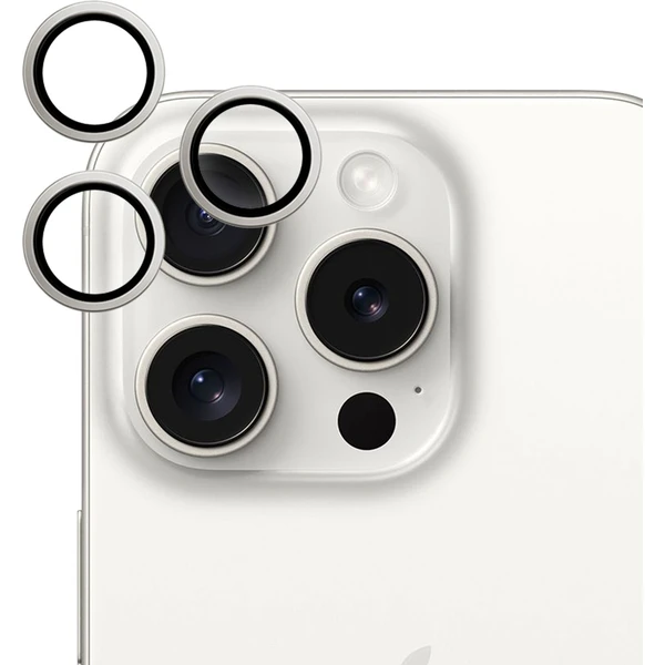 iWant ochrana šošoviek na kameru iPhone 15 Pro/15 Pro Max strieborná - Ochranné fólie a sklo - Hlavný obrázok