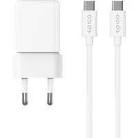 Epico UltraBoost EA10 20W GaN sieťový adaptér s 1,2 m USB-C na USB-C káblom biely - Nabíjačky