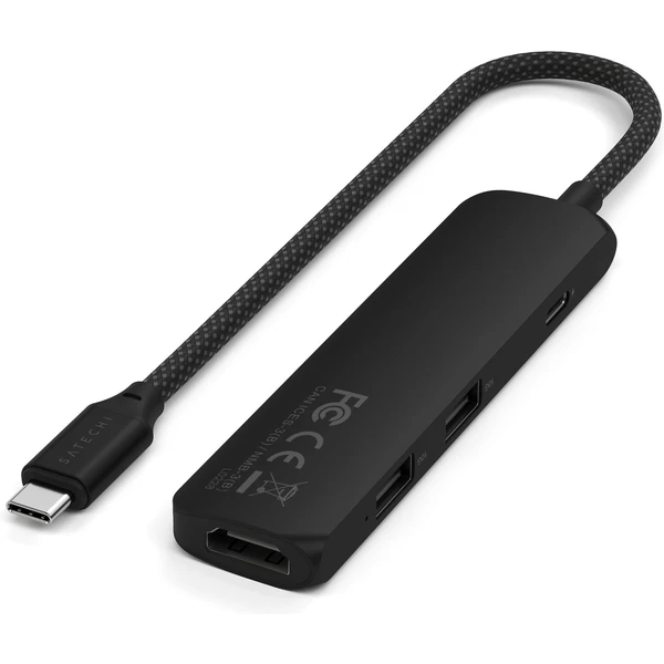 Satechi 4v1 USB-C Slim viacportový adaptér 4K čierny - USB huby - Obrázok F3UB000P01
