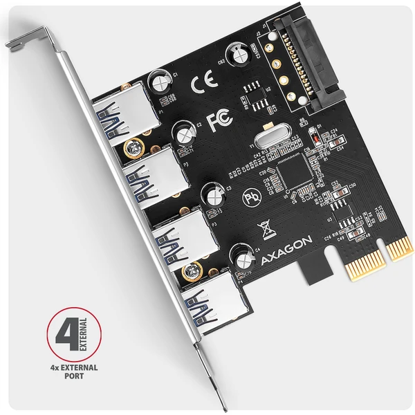 AXAGON PCEU-430RS Pcle radič 4x USB 3.2 Gen 1 - Radiče - Obrázok F44D000L01