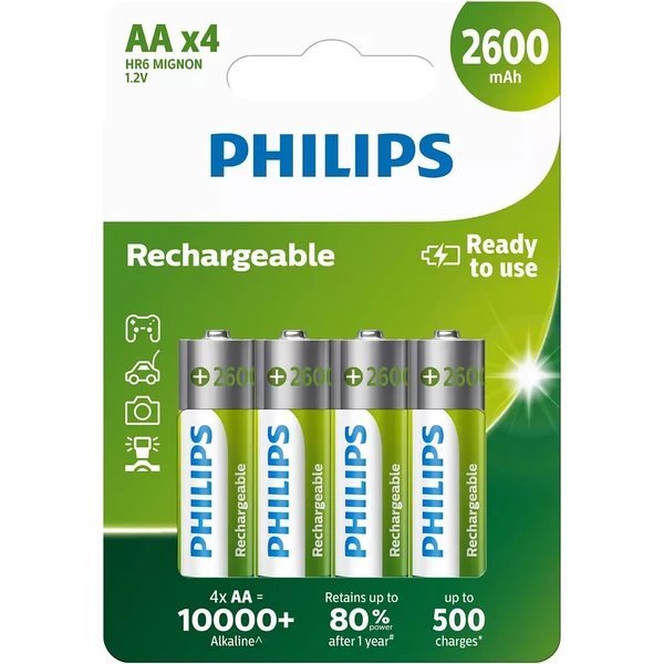 Philips R6B4B260/10 Nabíjacie batérie - 4x AA 2600mAh (Pripravené na použitie) - Batérie - Hlavný obrázok