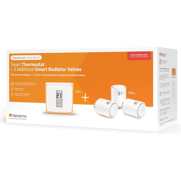 Netatmo Smart Thermostat + 3x Radiator Valves sada - Termohlavica - Obrázok F4E9000K01