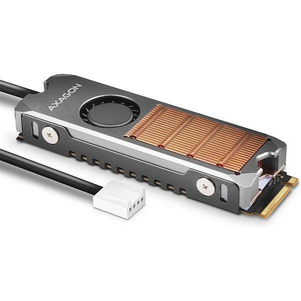 AXAGON CLR-M2FAN medený chladič s ventilátorom pre obojstranné M.2 SSD - Chladiče - Hlavný obrázok