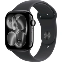 Apple Watch Series 11 Cellular (42mm) Klavírno čierny hliník s čiernym športovým remienkom M/L - Inteligentné hodinky