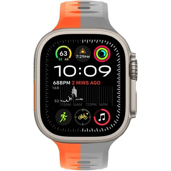 CubeNest Premium Silicon Band remienok Apple Watch 42-49 mm sivý/oranžový - Remienky - Obrázok F4UD000O01
