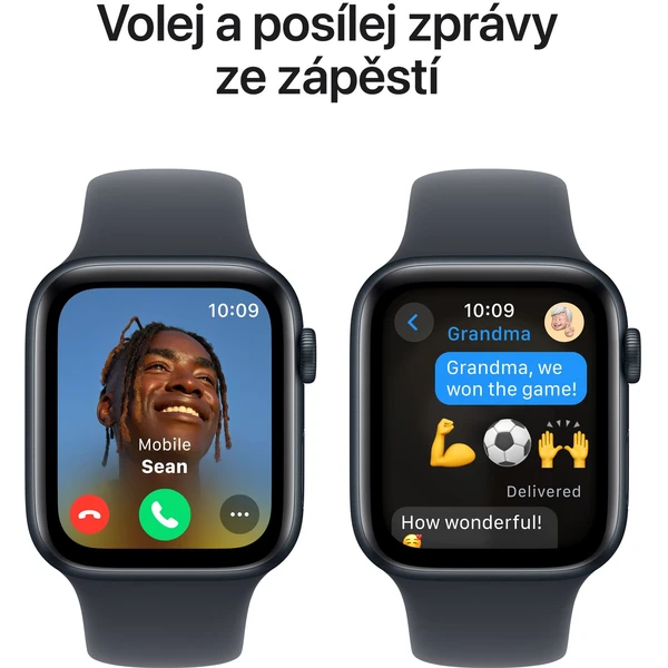Apple Watch SE (2024) 40mm Temne atramentový hliník s atramentovým športovým remienkom M/L - Inteligentné hodinky - Obrázok F5Q7000K01