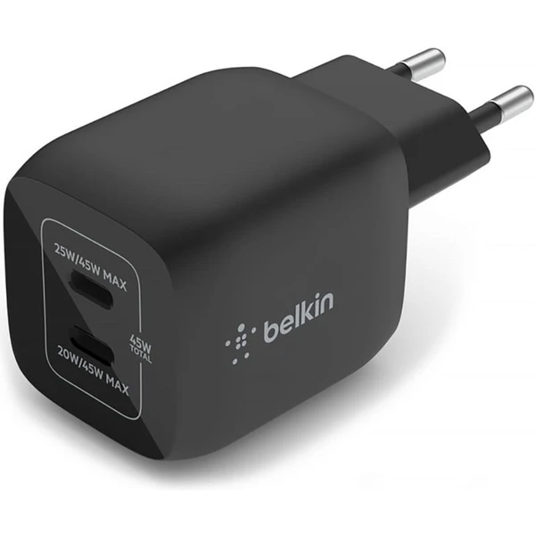Belkin BOOST CHARGE™ Duálna 45W USB-C Power Delivery GaN PPS nabíjačka, čierna - Nabíjačky - Hlavný obrázok
