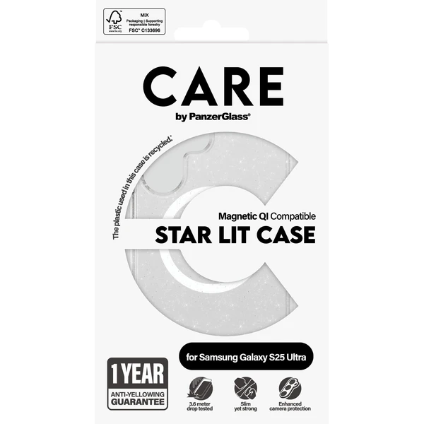 PanzerGlass® CARE kryt Samsung Galaxy S25 Ultra Star Lit trblietavý/biely QI - Puzdra - Obrázok F6FC000J01