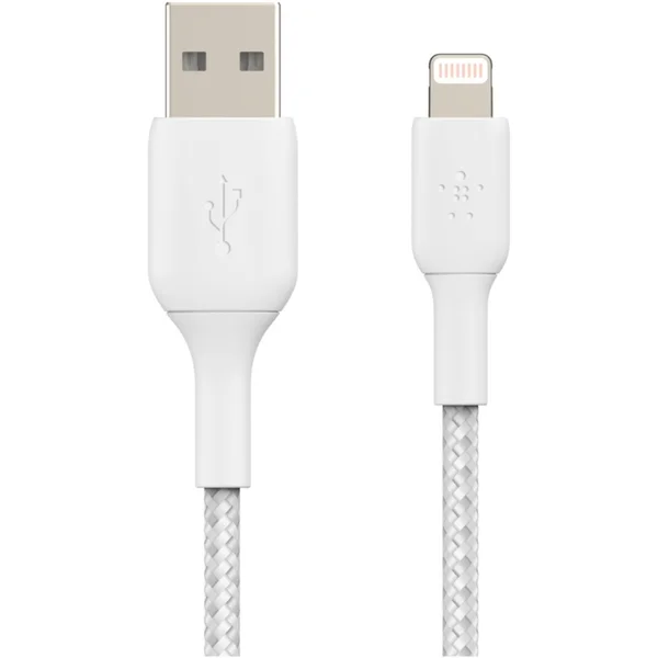 Belkin BOOST Charge Braided Lightning/USB-A odolný kábel, 15cm, biely - Káble - Obrázok F839400301