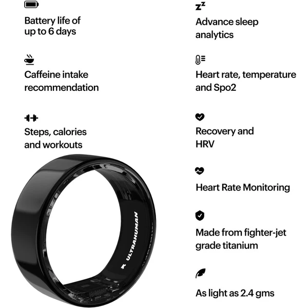 Ultrahuman Ring AIR šikovný prsteň veľ. 11 Aster Black - Chytré prstene - Obrázok F9E6000P01